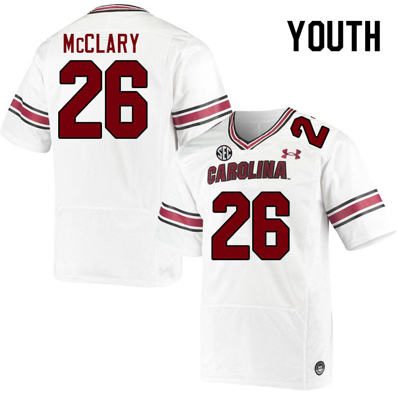 Youth #26 Isaiah McClary South Carolina Gamecocks College Football Jerseys Stitched-White
